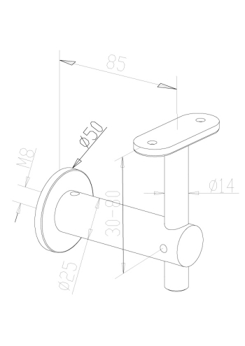Handrail Brackets - Model 0430 - Flat CAD Drawing